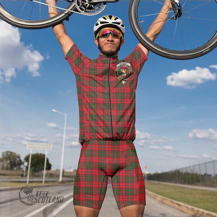 Scottish Stewart of Appin Modern Tartan Crest Men Cycling Set Full Plaid