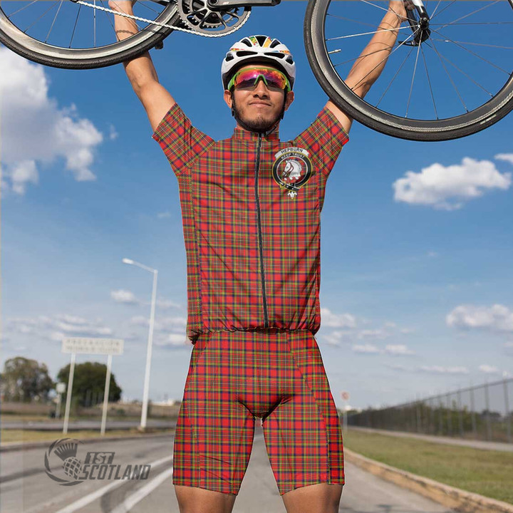 Scottish Hepburn Tartan Crest Men Cycling Set Full Plaid