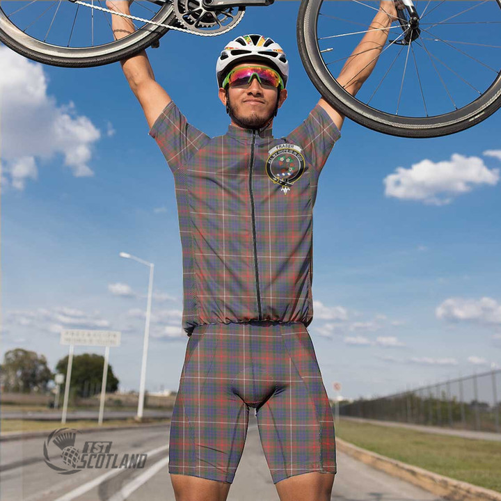Scottish Fraser Hunting Modern Tartan Crest Men Cycling Set Full Plaid
