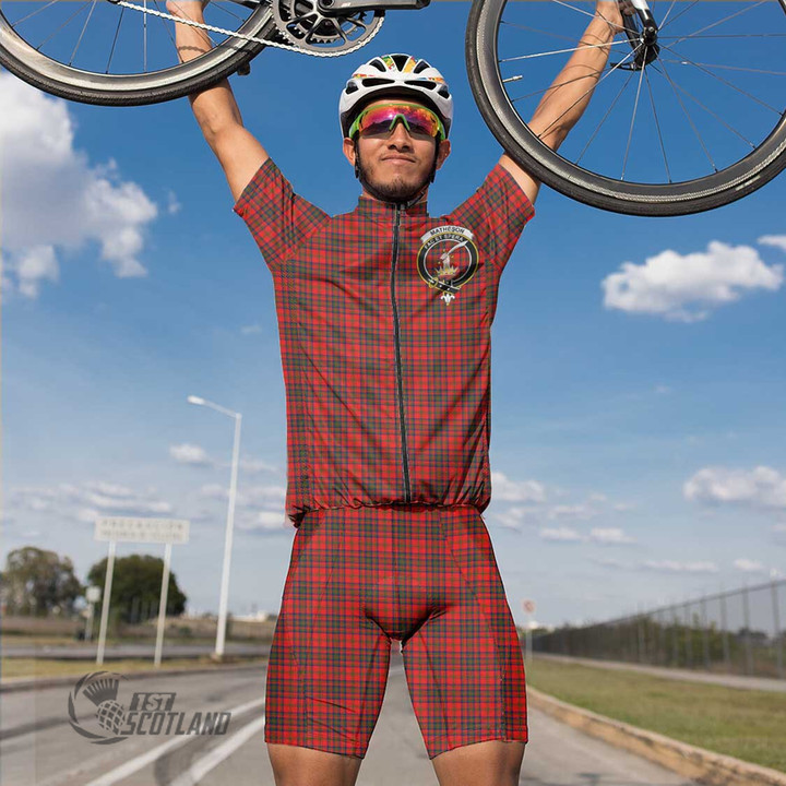 Scottish Matheson Modern Tartan Crest Men Cycling Set Full Plaid