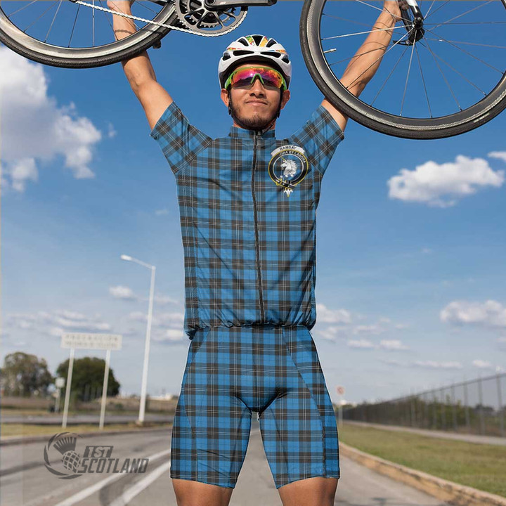 Scottish Ramsay Blue Ancient Tartan Crest Men Cycling Set Full Plaid