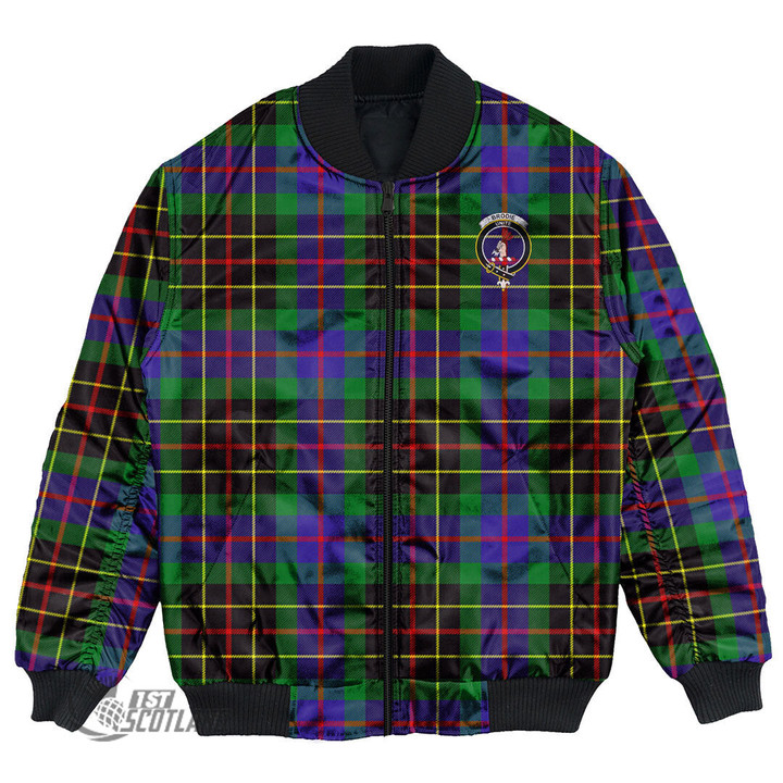 Scottish Brodie Hunting Modern Tartan Crest Bomber Jacket Full Plaid