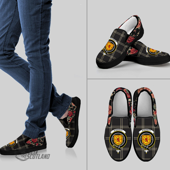 Eternity Tartan Shoes - Tartan Slip Ons Black Rose T7