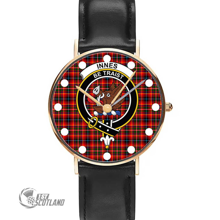 Innes Modern Tartan Black Stitched Leather Watch T35