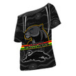 Love New Zealand Clothing - Penrith Panthers Head Panthers Off Shoulder T-Shirt A35 | Love New Zealand