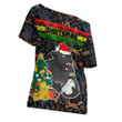 Love New Zealand Clothing - (Custom) Penrith Panthers Chritsmas 2022 Off Shoulder T-Shirt A35 | Love New Zealand