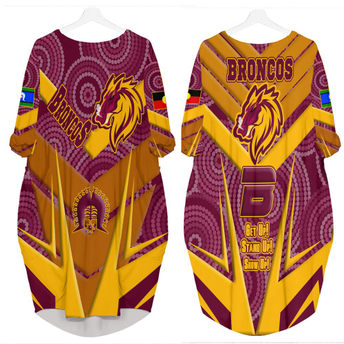 Love New Zealand Clothing - Brisbane Broncos Naidoc 2022 Sporty Style Batwing Pocket Dress A35