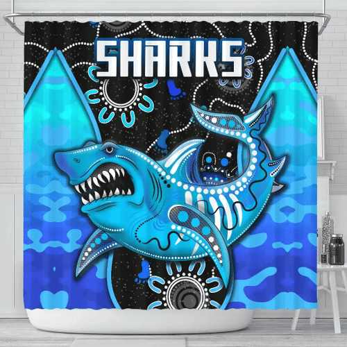 Love New Zealand Shower Curtain - Cronulla-Sutherland Shower Curtain Sharks Anzac Day Unique Indigenous K8