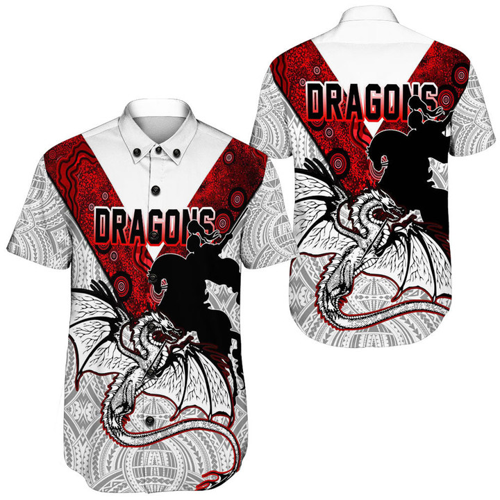 St. George Illawarra Dragons Aboriginal Tattoo Style Short Sleeve Shirt A31 | Lovenewzealand.co