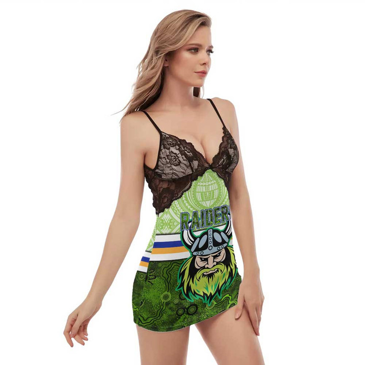 Love New Zealand Dress - Canberra Raiders Tattoo Style Back Straps Cami Dress A31