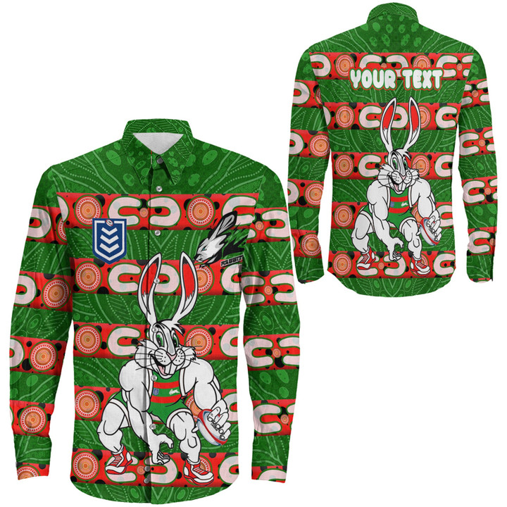 Love New Zealand Clothing - South Sydney Rabbitohs Comic Style Long Sleeve Button Shirt A35 | Love New Zealand