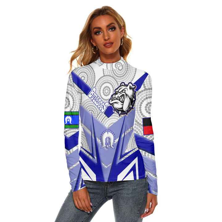 Love New Zealand Clothing - Canterbury-Bankstown Bulldogs Naidoc 2022 Sporty Style Women's Stretchable Turtleneck Top A35 | Love New Zealand