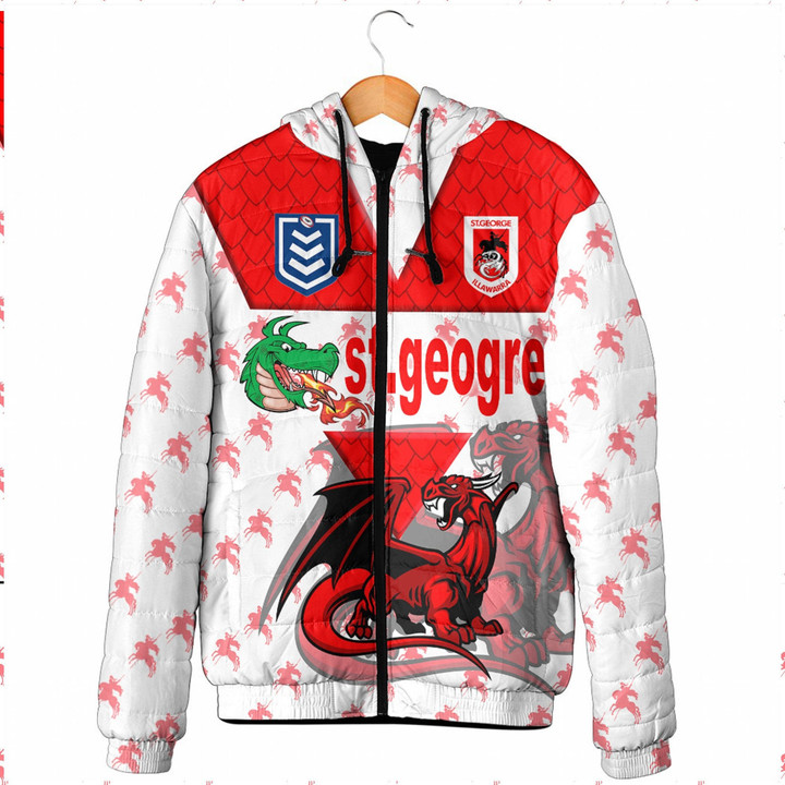 Love New Zealand Clothing - St. George Illawarra Dragons Style New Hooded Padded Jacket A35 | Love New Zealand