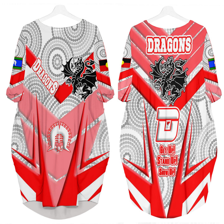 Love New Zealand Clothing - St. George Illawarra Dragons Naidoc 2022 Sporty Style Batwing Pocket Dress A35 | Love New Zealand