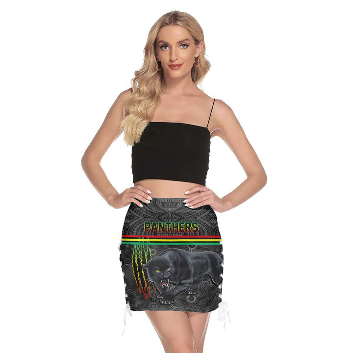 Love New Zealand Mini Skirt - Penrith Panthers Tattoo Style Women's Mini Skirt With Side Strap Closure A31 | Lovenewzealand.co