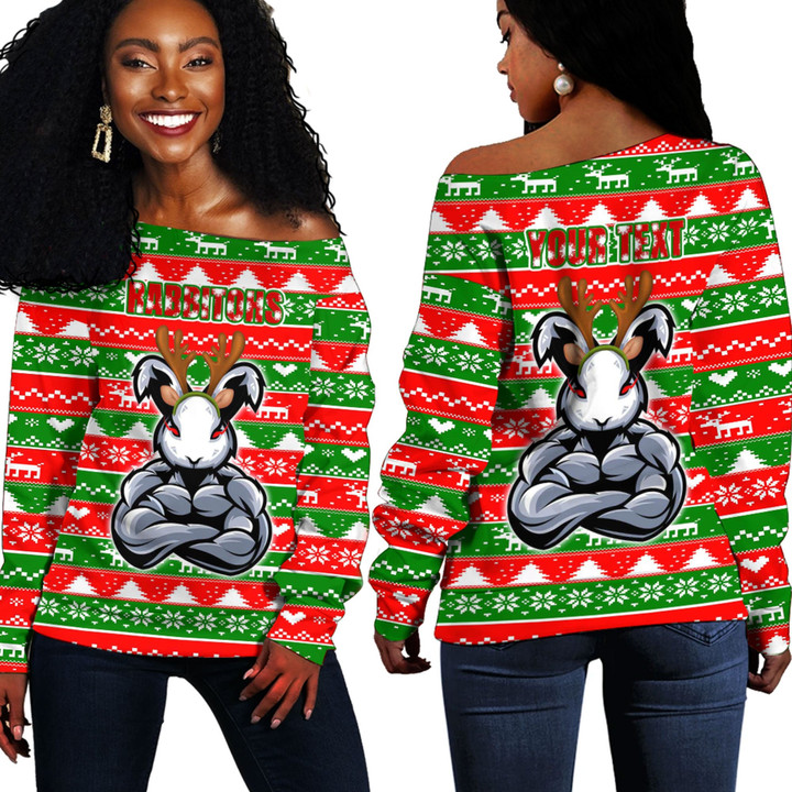 Love New Zealand Clothing - (Custom) South Sydney Rabbitohs Christmas 2022 Off Shoulder Sweaters A35 | Love New Zealand