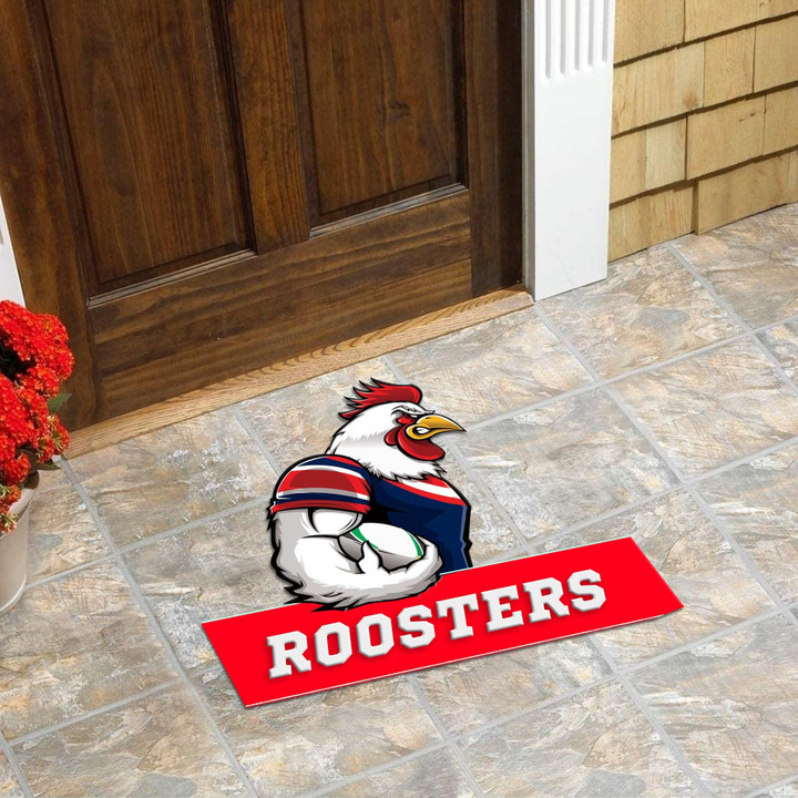 Love New Zealand Custom Shape Rubber Doormat - Sydney Roosters Mascot Custom Shape Rubber Doormat A35
