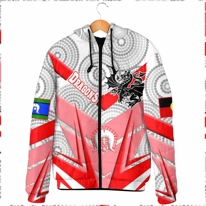 Love New Zealand Clothing - St. George Illawarra Dragons Naidoc 2022 Sporty Style Hooded Padded Jacket A35 | Love New Zealand