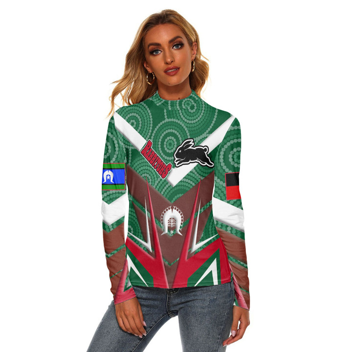 Love New Zealand Clothing - South Sydney Rabbitohs Naidoc 2022 Sporty Style Women's Stretchable Turtleneck Top A35 | Love New Zealand