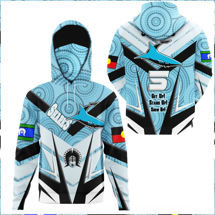 Love New Zealand Clothing - Cronulla-Sutherland Sharks Naidoc 2022 Sporty Style Hoodie Gaiter A35 | Love New Zealand