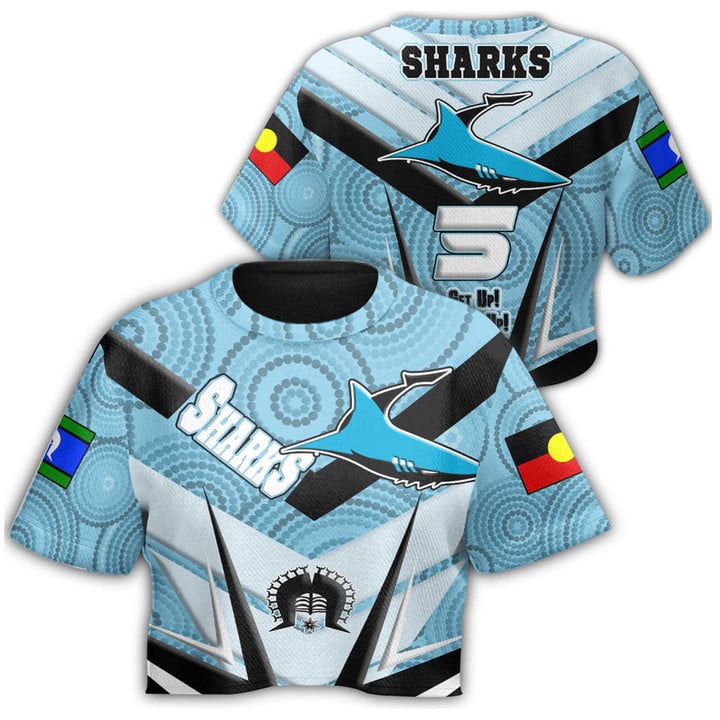 Love New Zealand Clothing - Cronulla-Sutherland Sharks Naidoc 2022 Sporty Style Croptop T-shirt A35 | Love New Zealand