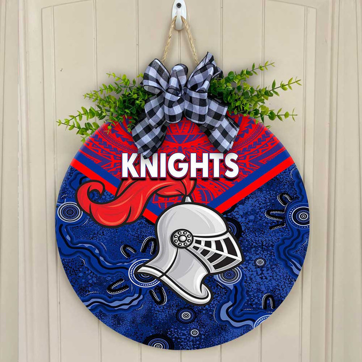 Love New Zealand Wooden Sign - (Custom) Newcastle Knights Tattoo Style Round Wooden Sign A31 | Lovenewzealand.co