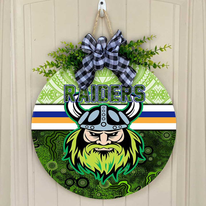 Love New Zealand Wooden Sign - (Custom) Canberra Raiders Tattoo Style Round Wooden Sign A31 | Lovenewzealand.co
