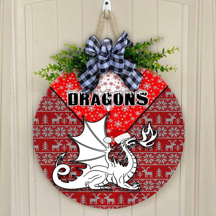 Love New Zealand Wooden Sign - St. George Illawarra Dragons Christmas Round Wooden Sign A31 | Lovenewzealand.co