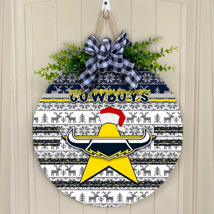 Love New Zealand Wooden Sign - North Queensland Cowboys Christmas Round Wooden Sign A31 | Lovenewzealand.co