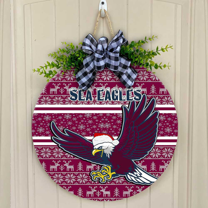 Love New Zealand Wooden Sign - (Custom) Manly Warringah Sea Eagles Christmas Round Wooden Sign A31 | Lovenewzealand.co