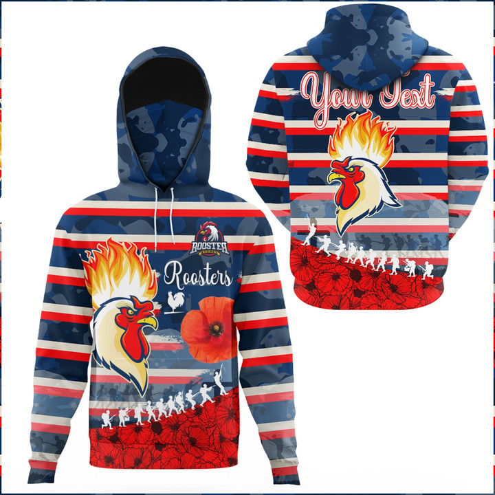 Love New Zealand Clothing - Sydney Roosters Anzac Day New Style Hoodie Gaiter A35 | Love New Zealand