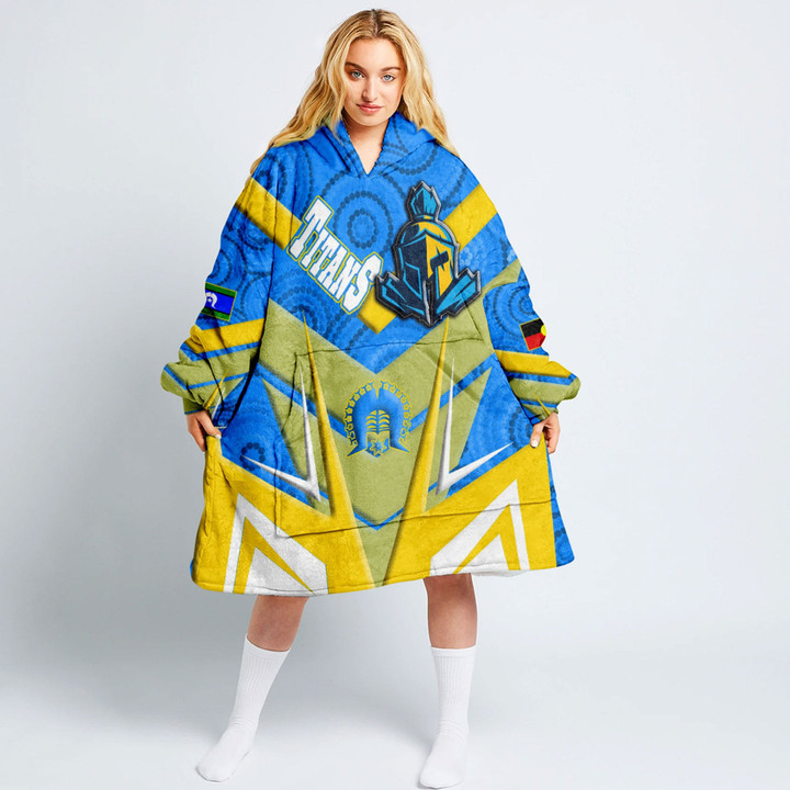 Love New Zealand Clothing - Gold Coast Titans Naidoc 2022 Sporty Style Oodie Blanket Hoodie A35 | Love New Zealand