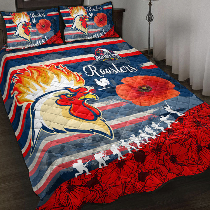 Love New Zealand Quilt Bed Set - Sydney Roosters Style Anzac Day New Quilt Bed Set | africazone.store
