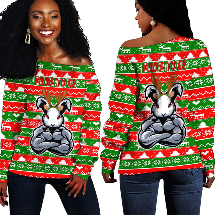 Love New Zealand Clothing - South Sydney Rabbitohs Chritsmas 2022 Off Shoulder Sweaters A35 | Love New Zealand