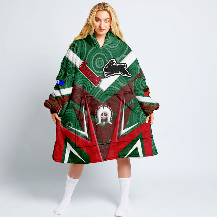 Love New Zealand Clothing - South Sydney Rabbitohs Naidoc 2022 Sporty Style Oodie Blanket Hoodie A35 | Love New Zealand