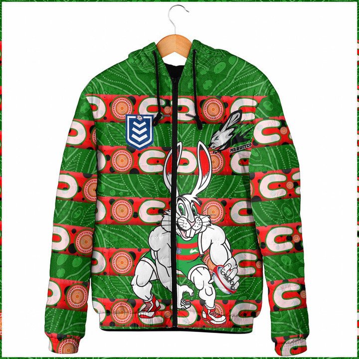 Love New Zealand Clothing - South Sydney Rabbitohs Comic Style Hooded Padded Jacket A35 | Love New Zealand