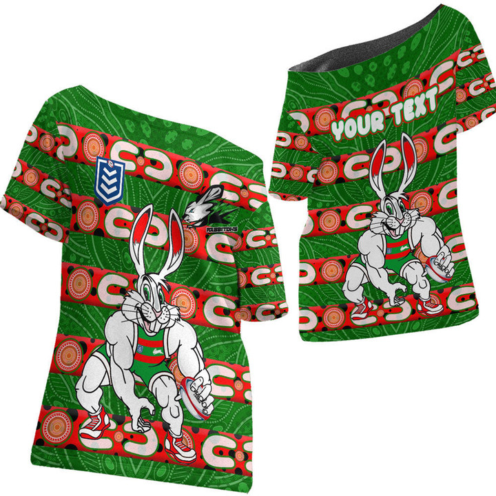 Love New Zealand Clothing - South Sydney Rabbitohs Comic Style Off Shoulder T-Shirt A35 | Love New Zealand