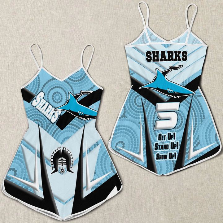 Love New Zealand Clothing - Cronulla-Sutherland Sharks Naidoc 2022 Sporty Style Women Rompers A35