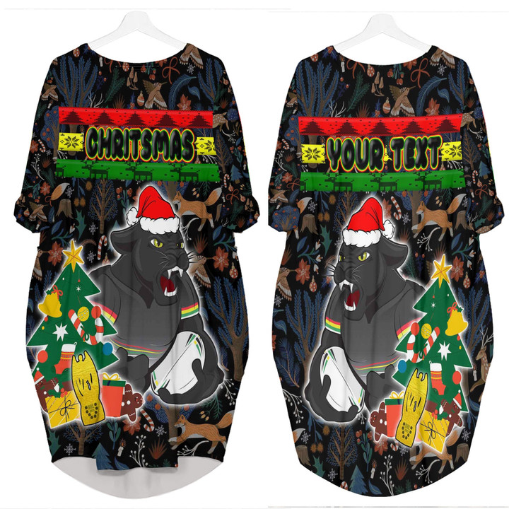 Love New Zealand Clothing - (Custom) Penrith Panthers Chritsmas 2022 Batwing Pocket Dress A35 | Love New Zealand