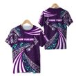 (Custom Personalised) Maori New Zealand T Shirt Silver Fern Sport Style - Purple