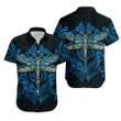 Dragonfly Paua Shell Hawaiian Shirt Mix Maori Tattoo Blue TH4 | Lovenewzealand.co