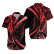 New Zealand Silver Fern Hawaiian Shirt Maori Tattoo Circle Style - Red J95 | Lovenewzealand.co