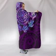 Love New Zealand Hooded Blanket - Aotearoa Maori Hooded Blanket Turtle Tattoo - Purple K36