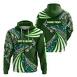 (Custom Personalised) Maori New Zealand Zip Hoodie Silver Fern Sport Style - Green TH12| Lovenewzealand.co