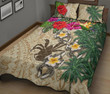 Niue Quilt Bed Set - Hibiscus Turtle Tattoo Beige A02 | Lovenewzealand.co