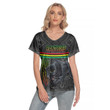 Love New Zealand  Clothing - Penrith Panthers Tattoo Style Women's Deep V-neck Short Sleeve T-shirt A31