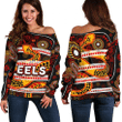 Parramatta Eels Women's Off Shoulder Sweater Tribal Style Black TH4 | Lovenewzealand.co
