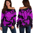 LoveNewZealand Clothing - Polynesian Tattoo Style Butterfly - Pink Version Off Shoulder Sweater A7 | LoveNewZealand