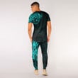 LoveNewZealand Clothing - Polynesian Tattoo Style - Cyan Version T-Shirt and Jogger Pants A7