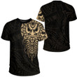 LoveNewZealand Clothing - Polynesian Tattoo Style Mask Native - Gold Version T-Shirt A7 | LoveNewZealand